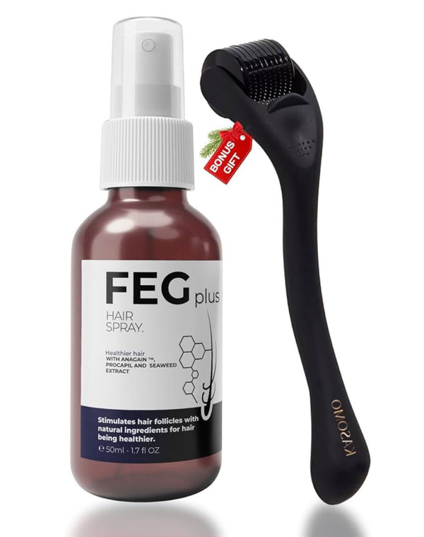 60ml Hair Growth Spray & Beard Roller – 5% Minoxidil Serum for Hair & Beard Growth, Hair Loss Treatment